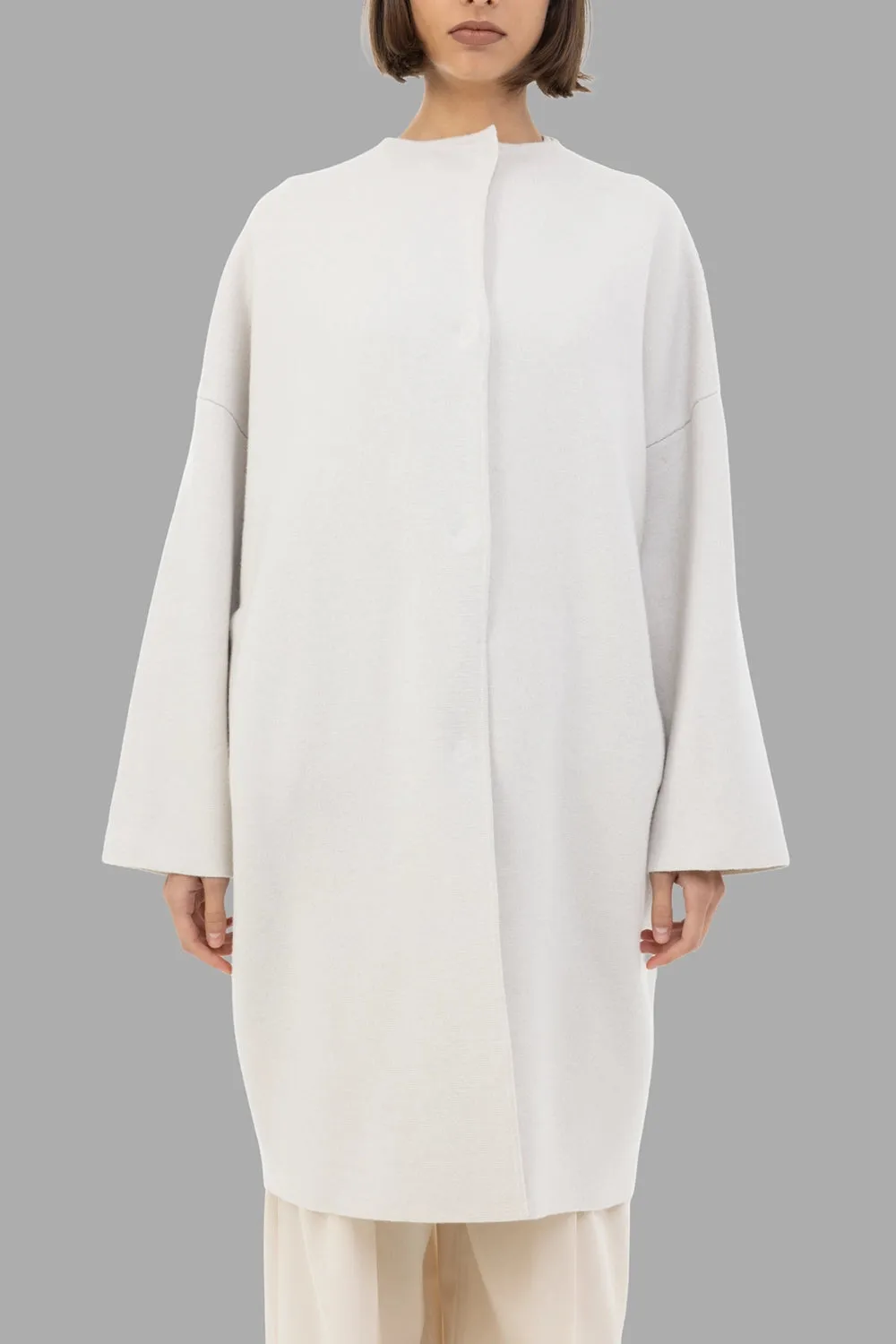 Oversized Knit Coat in Stucco sold by Plus Zero Concept Store