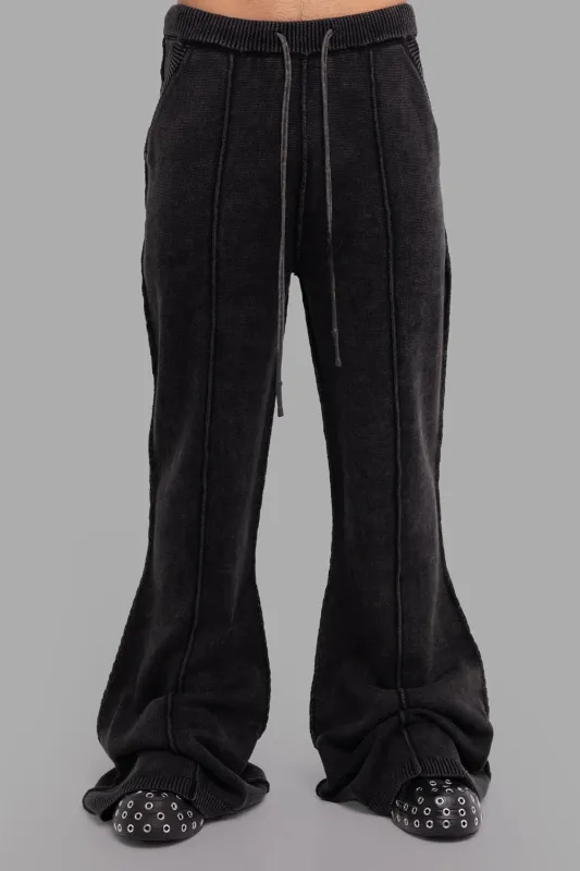 Invert Knit Pants with Exposed Seams in Black sold by Plus Zero Concept Store