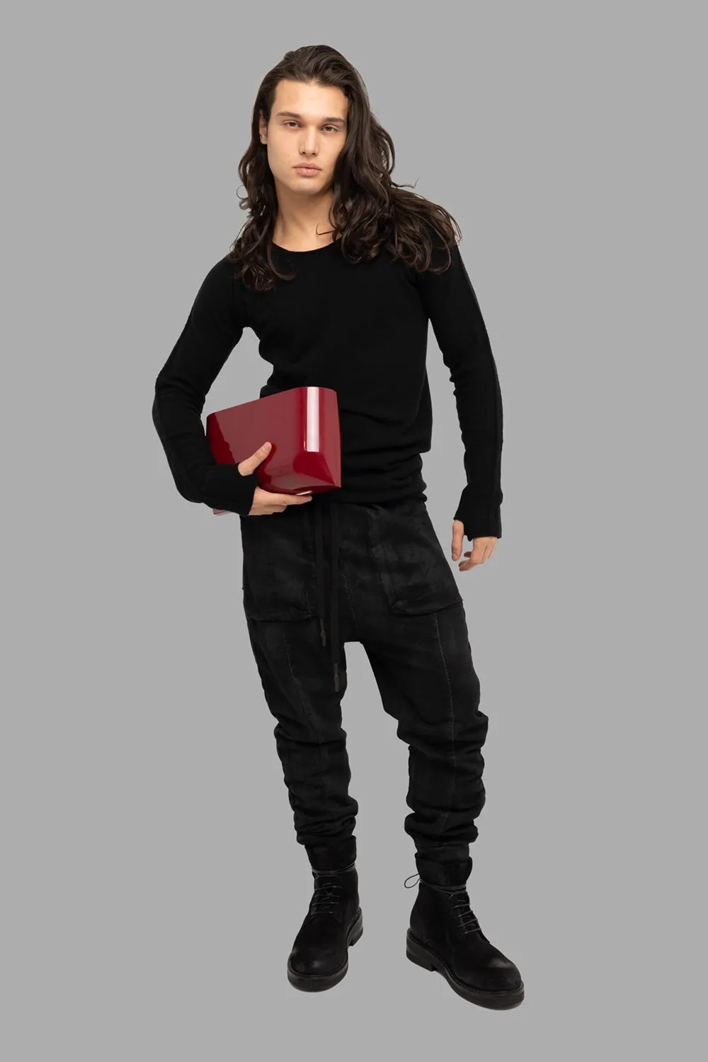 Fine-Knit Cashmere Crewneck in Black sold by Plus Zero Concept Store product image thumbnail 2