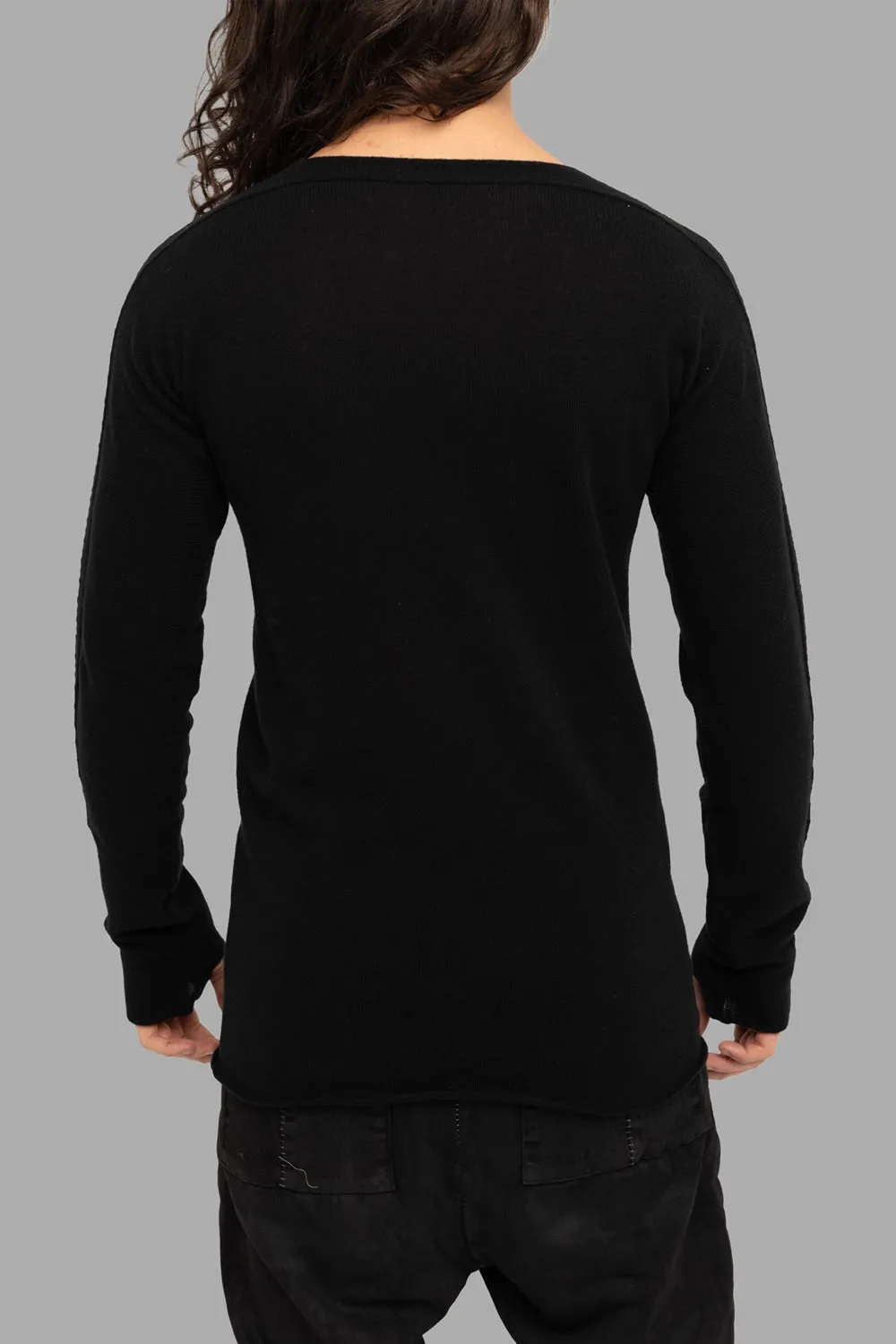 Fine-Knit Cashmere Crewneck in Black sold by Plus Zero Concept Store product image thumbnail 3