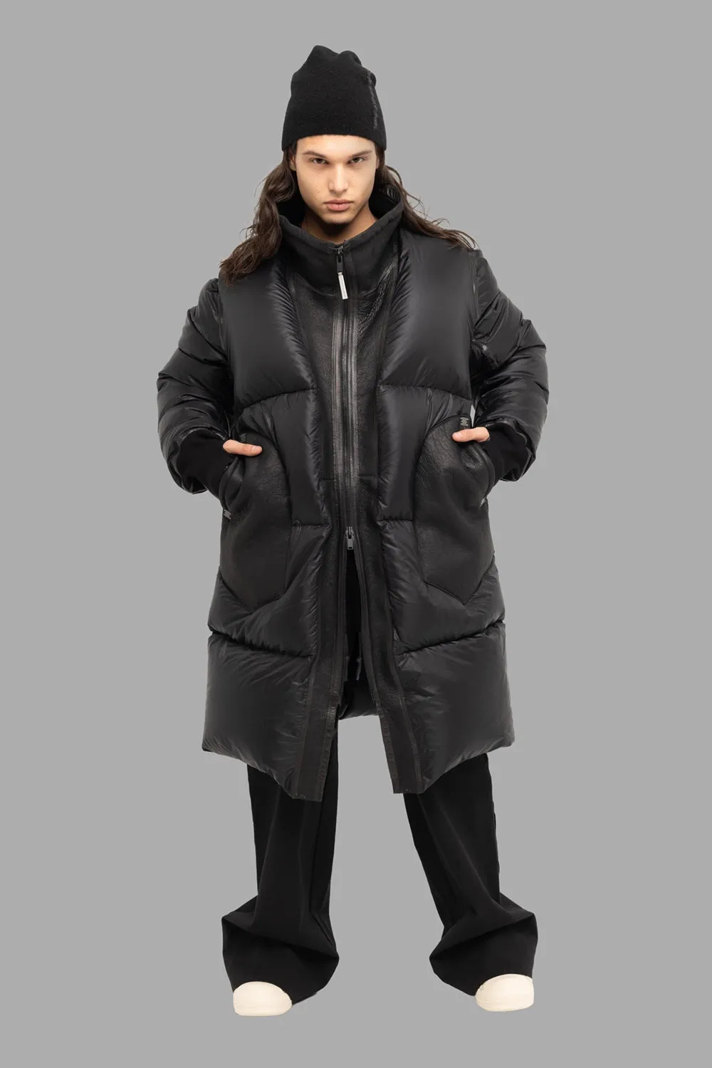 Down High-Neck Puffer Parka in Noir sold by Plus Zero Concept Store product image thumbnail 2