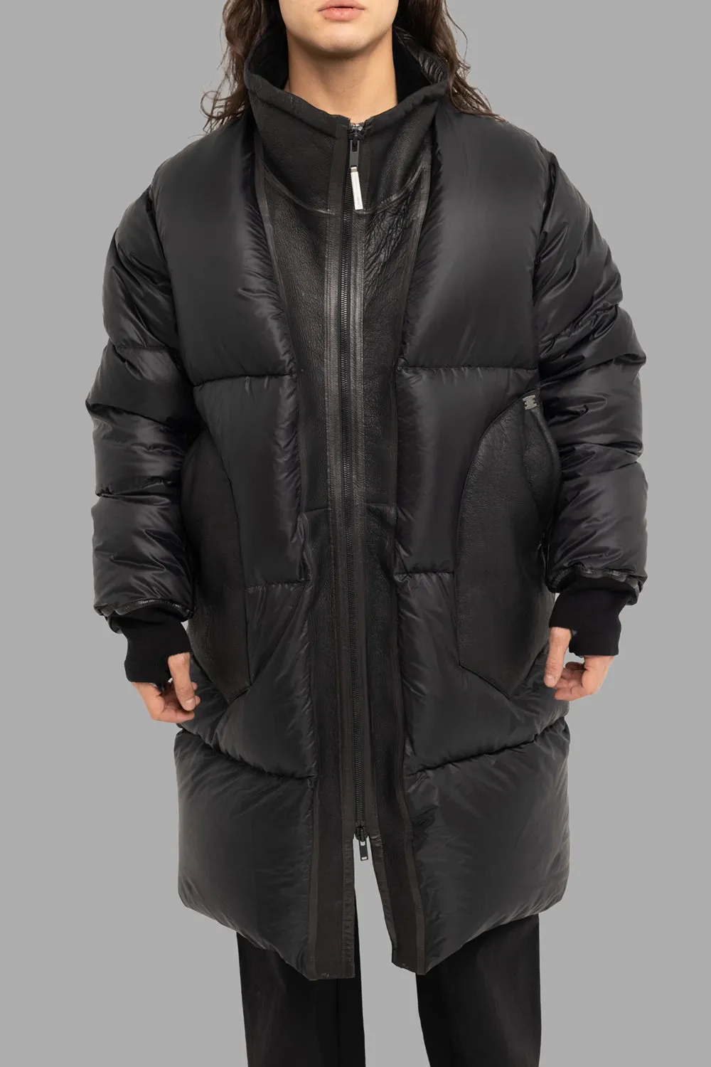 Down High-Neck Puffer Parka in Noir sold by Plus Zero Concept Store