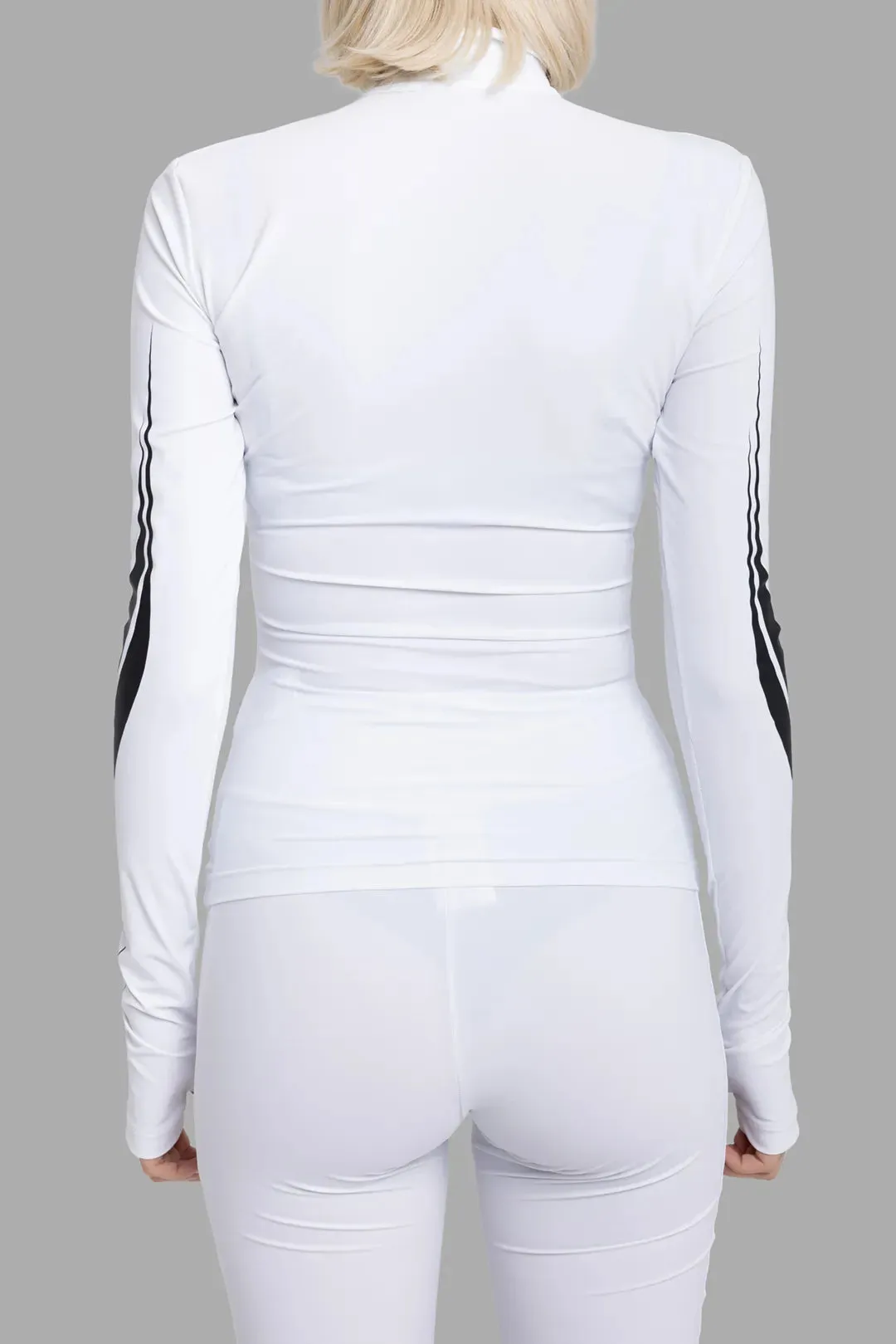 White Lycra Race Graphic Zip Top sold by Plus Zero Concept Store product image thumbnail 3