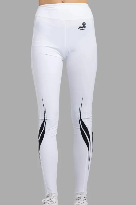 White Race-Print Lycra Leggings sold by Plus Zero Concept Store