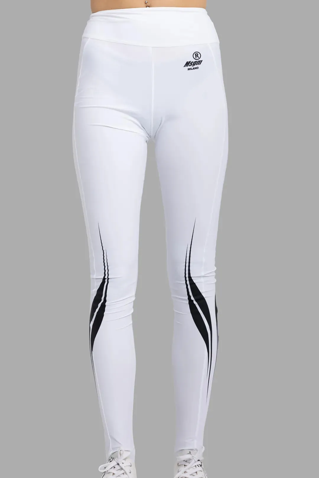 White Race-Print Lycra Leggings sold by Plus Zero Concept Store