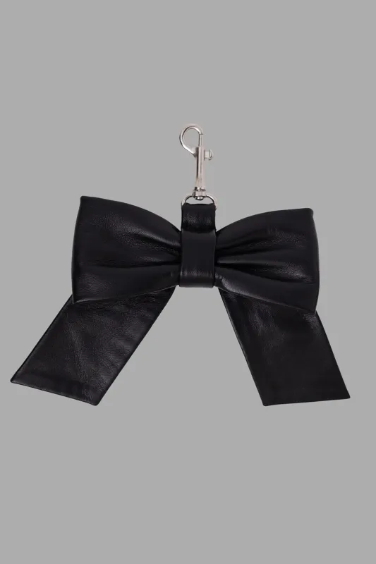 Black Leather Bow Bag Charm sold by Plus Zero Concept Store