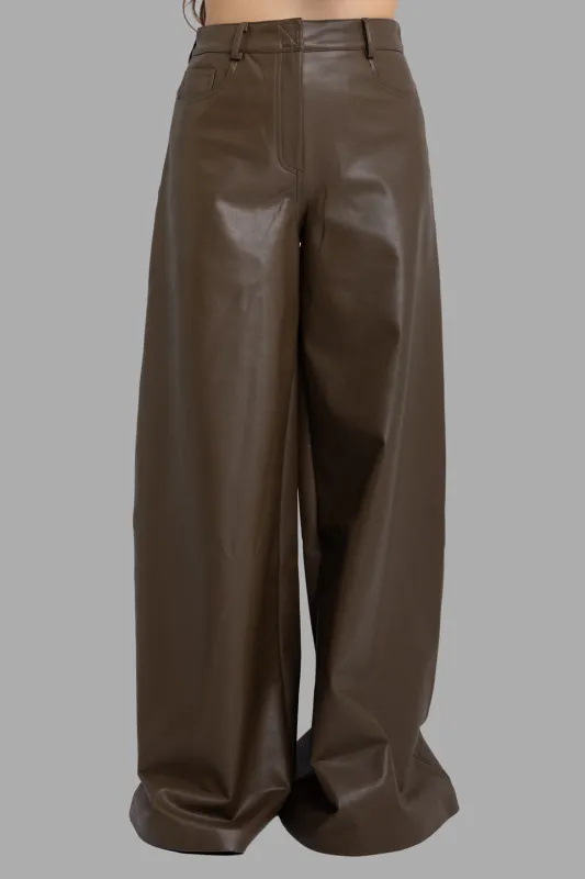 Bark Vegan Leather Elephant Wide-Leg Pants sold by Plus Zero Concept Store