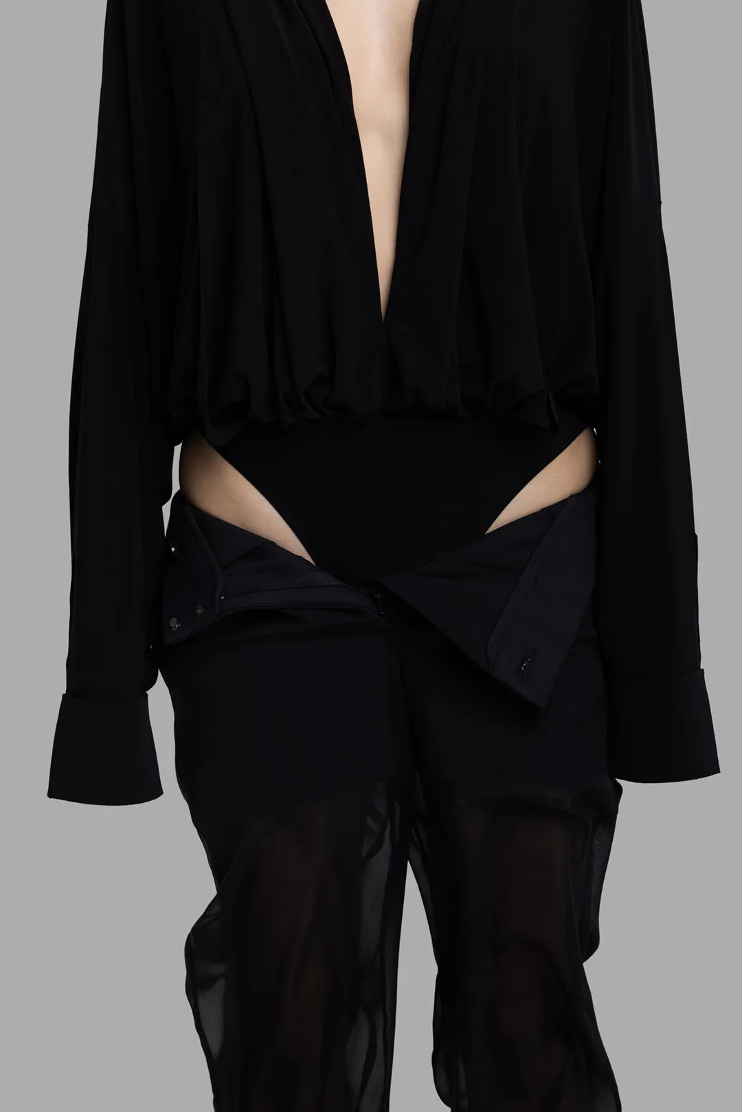 Hooded Super Oversized Shirt Bodysuit in Black sold by Plus Zero Concept Store product image thumbnail 4