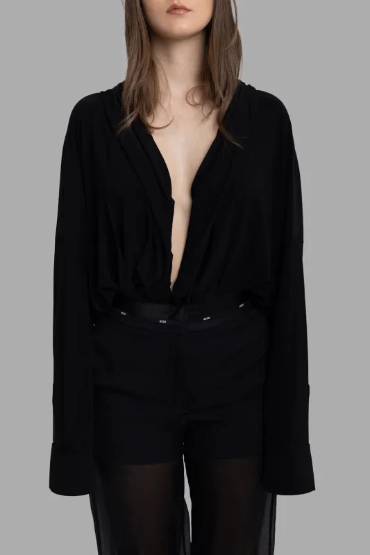 Hooded Super Oversized Shirt Bodysuit in Black sold by Plus Zero Concept Store