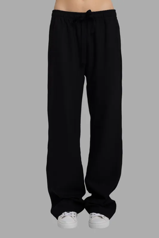 Black Tailored Drawstring Trousers sold by Plus Zero Concept Store