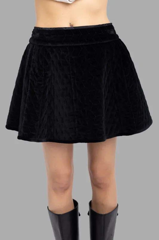 Black Quilted Velvet Mini Skirt made by Vivienne Westwood