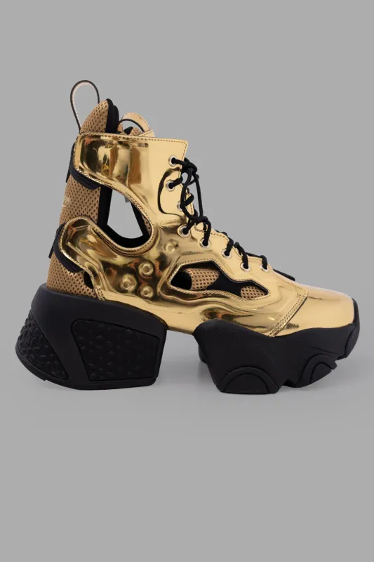 Metallic Gold Cut-Out Platform Boots | Reebok sold by Plus Zero Concept Store