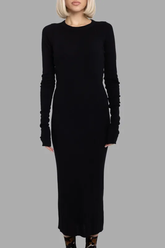 Rib Long Sleeve Midi Dress in Black sold by Plus Zero Concept Store
