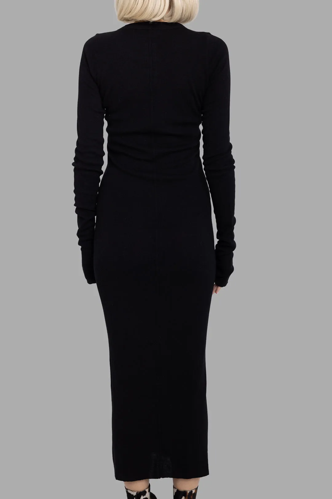 Rib Long Sleeve Midi Dress in Black sold by Plus Zero Concept Store product image thumbnail 3
