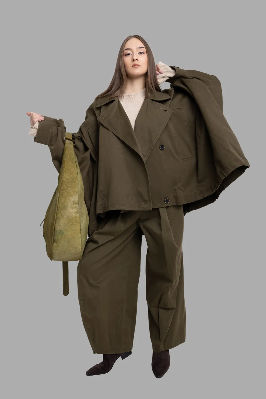 Kew Dark Green Oversized Cotton Jacket sold by Plus Zero Concept Store product image thumbnail 2