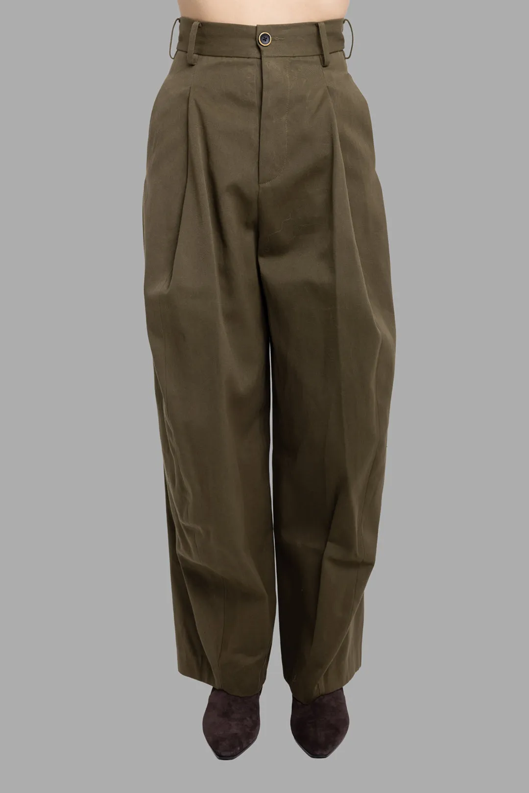 Dark Green Paw Wide-Leg Trousers sold by Plus Zero Concept Store