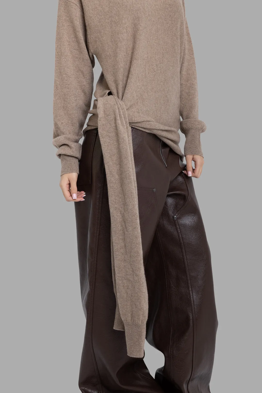 Tan Cashmere Wrap Top sold by Plus Zero Concept Store product image thumbnail 4