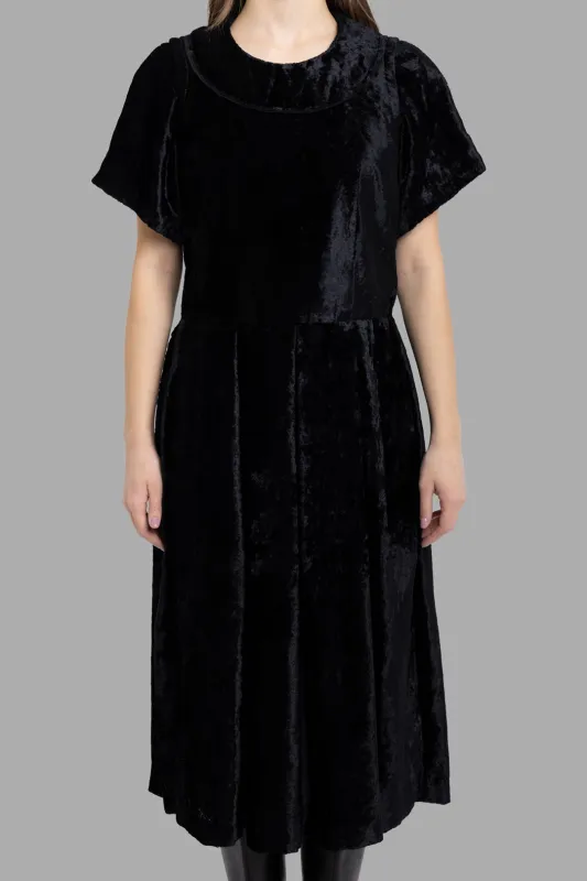 Velvet-Effect Collared Midi Dress sold by Plus Zero Concept Store