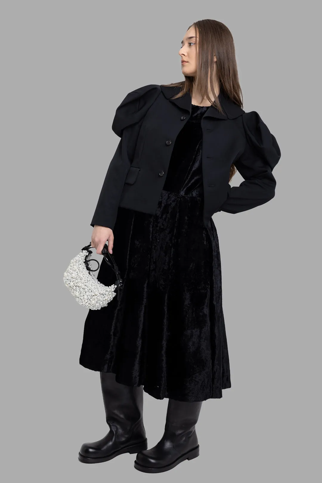 Black Puff-Sleeve Wool Jacket sold by Plus Zero Concept Store product image thumbnail 2