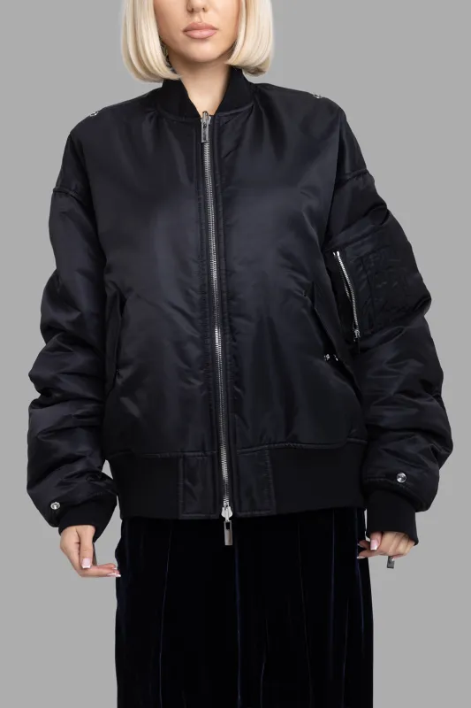 Black Oversized Reversible Bomber Jacket sold by Plus Zero Concept Store