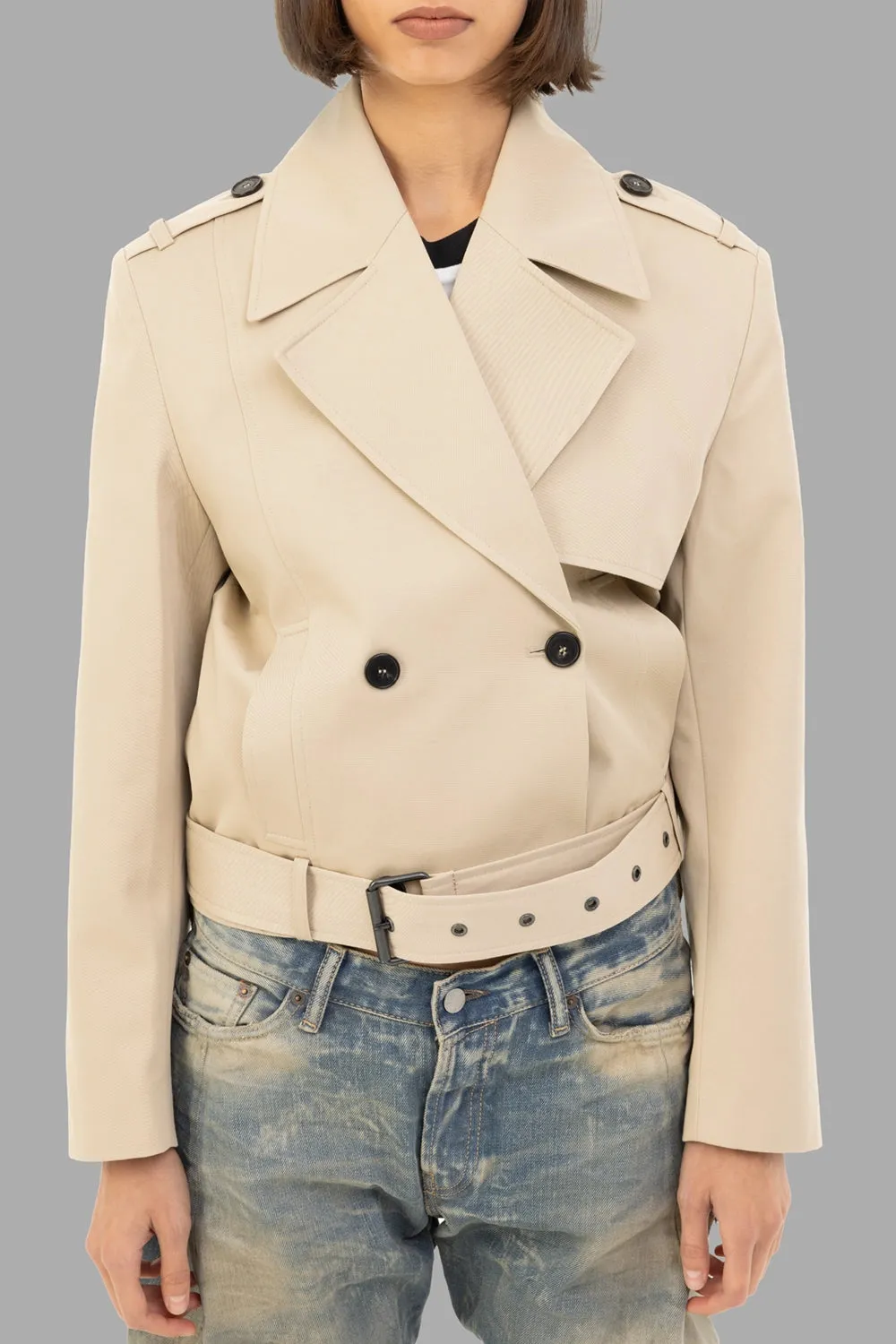 Cropped Belted Trench Jacket sold by Plus Zero Concept Store