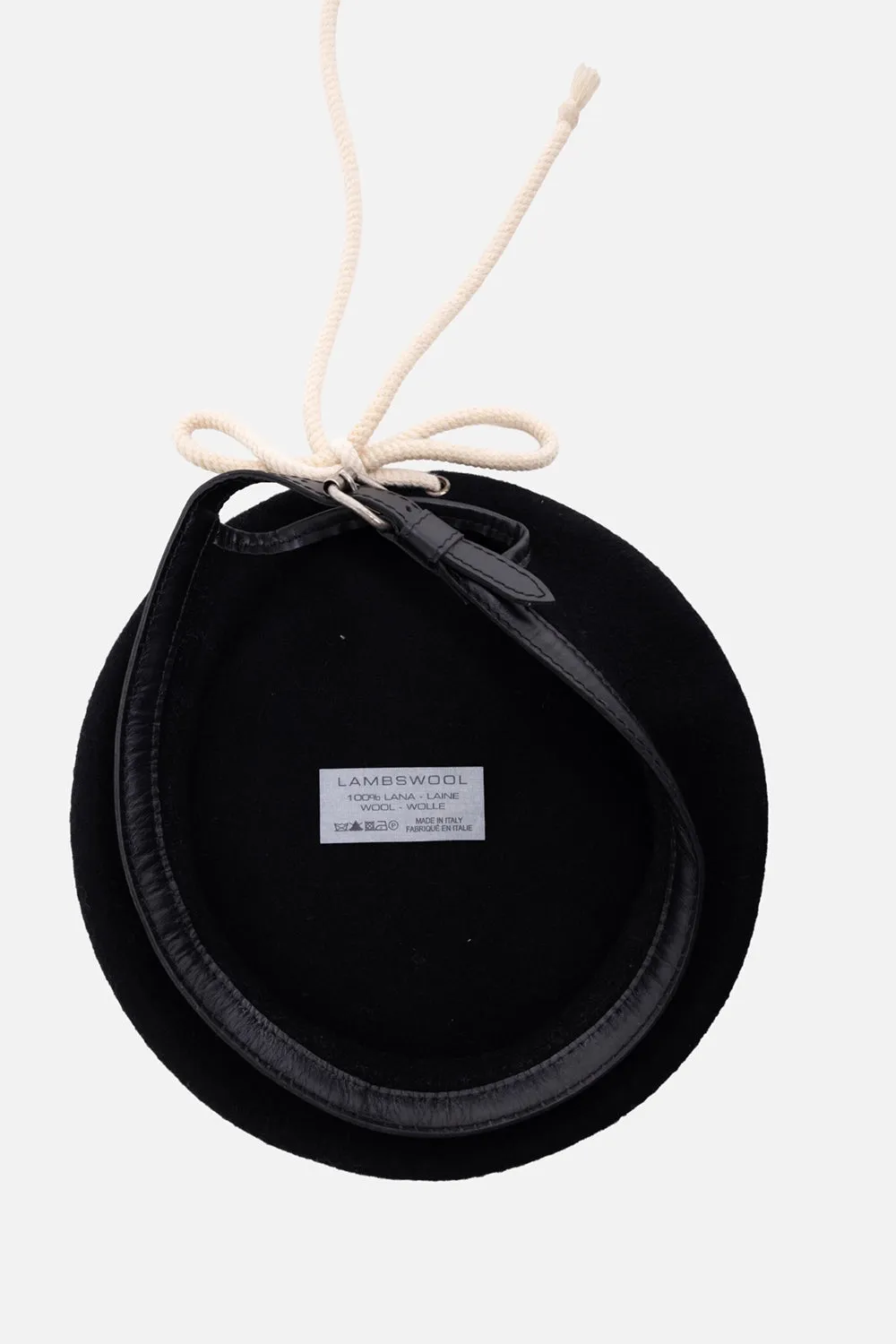 Black Lambswool Beret with Lace-Up Detail sold by Plus Zero Concept Store product image thumbnail 2