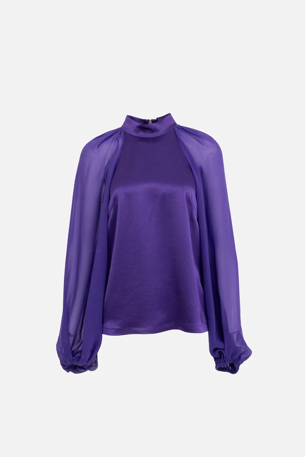 Sheer-Sleeve Satin Blouse sold by Plus Zero Concept Store product image thumbnail 3