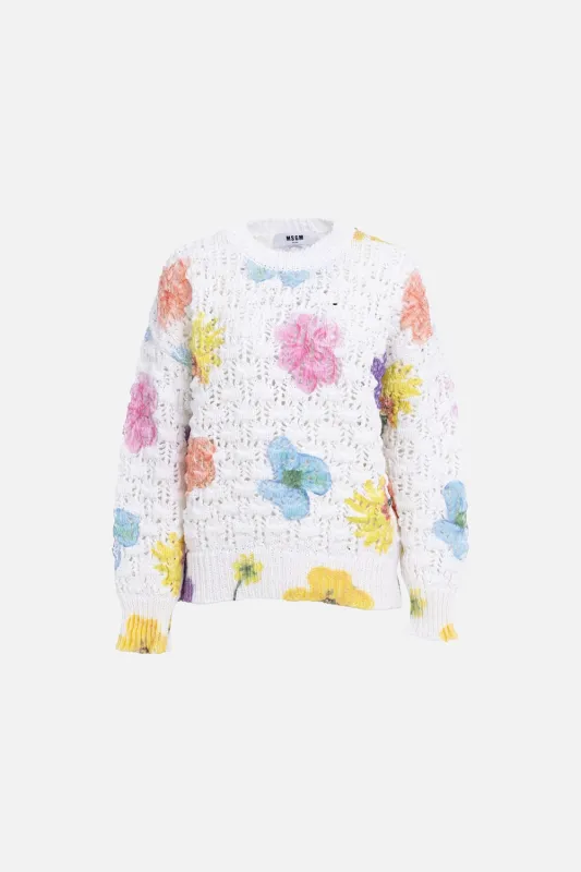 MSGM Floral Open-Knit Sweater sold by Plus Zero Concept Store