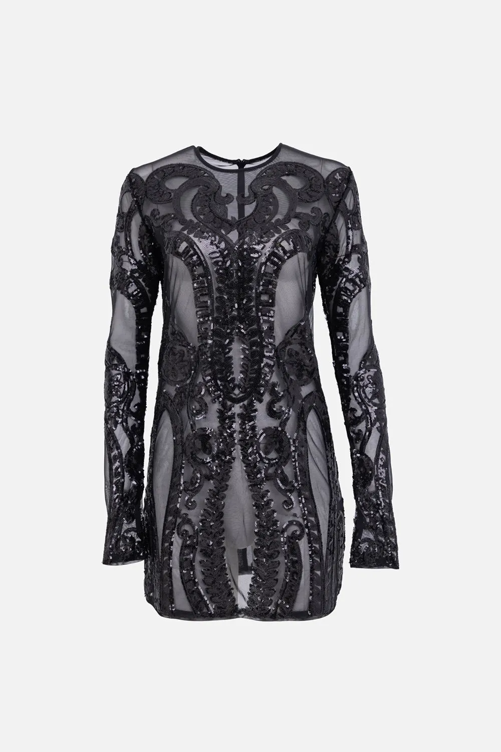 Sequin-Embroidered Mesh Mini Dress sold by Plus Zero Concept Store product image thumbnail 3