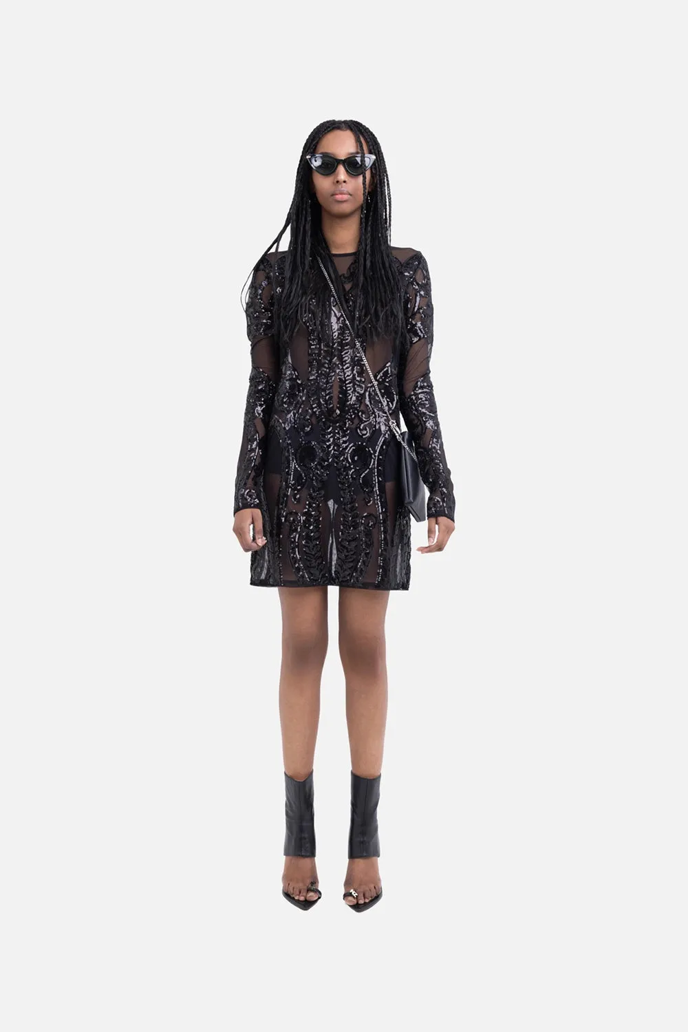 Sequin-Embroidered Mesh Mini Dress sold by Plus Zero Concept Store product image thumbnail 2