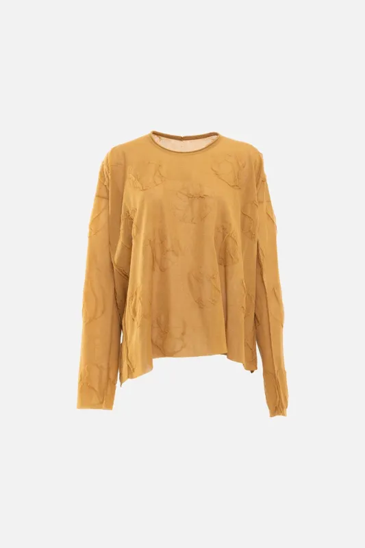Sheer Textured Long Sleeve Top made by UMA WANG