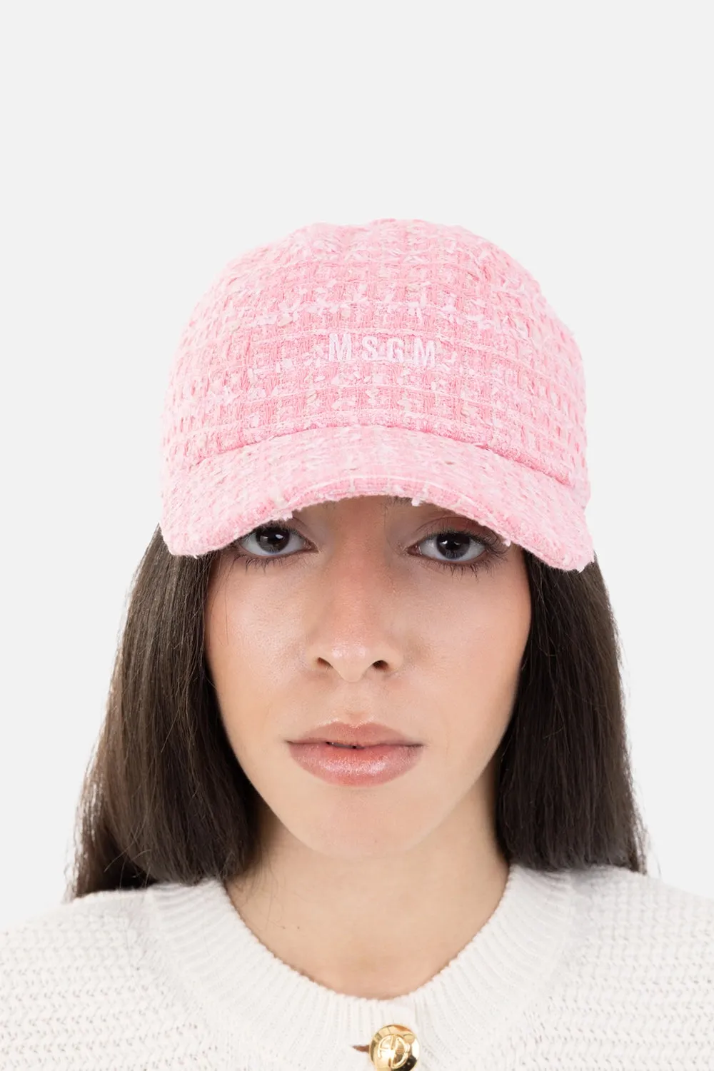 Pink Bouclé Tweed Baseball Cap sold by Plus Zero Concept Store