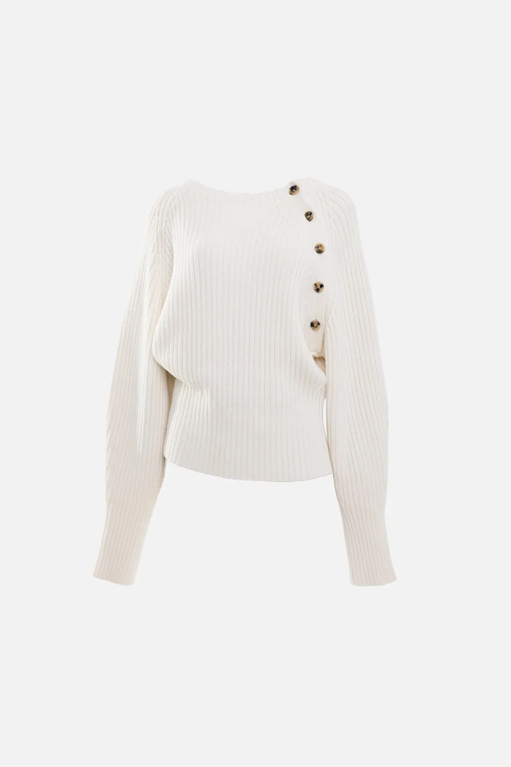 Ribbed Button-Shoulder Sweater sold by Plus Zero Concept Store