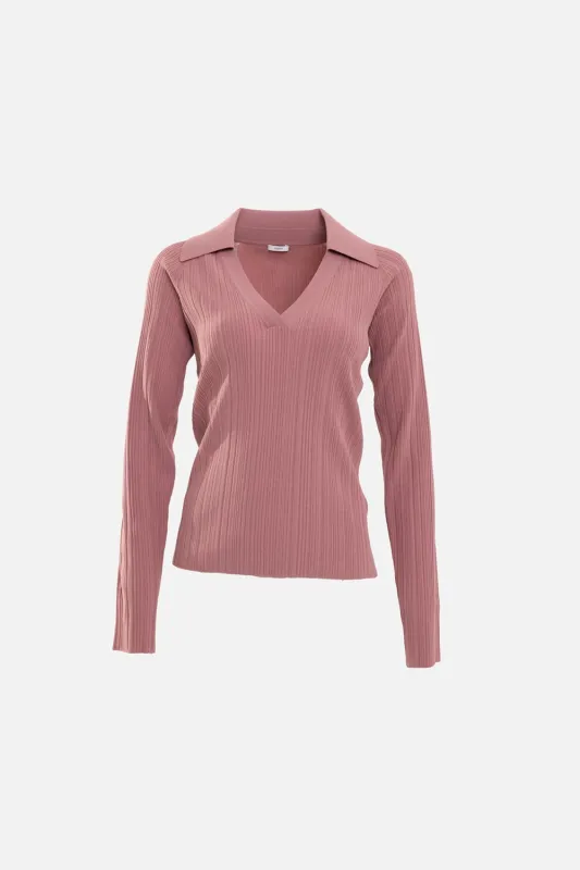 Plissé Knit Polo Top made by Joseph