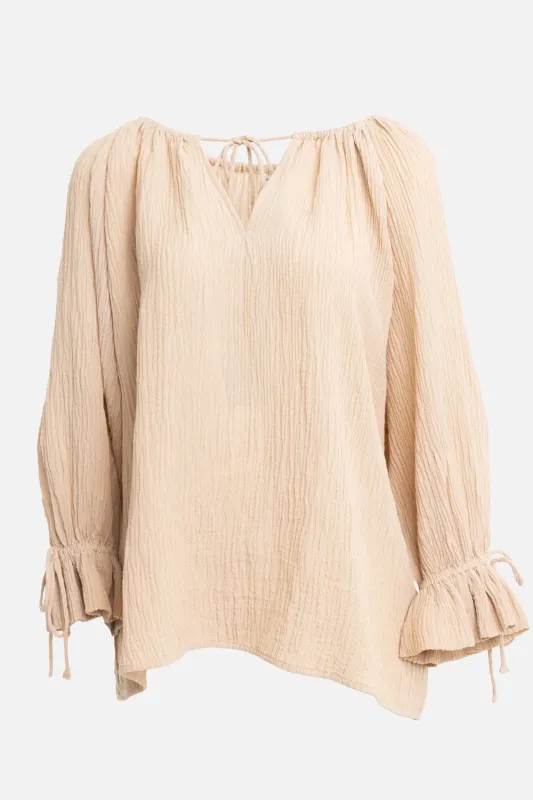 Crinkled Tie-Neck Blouse made by By Malene Birger