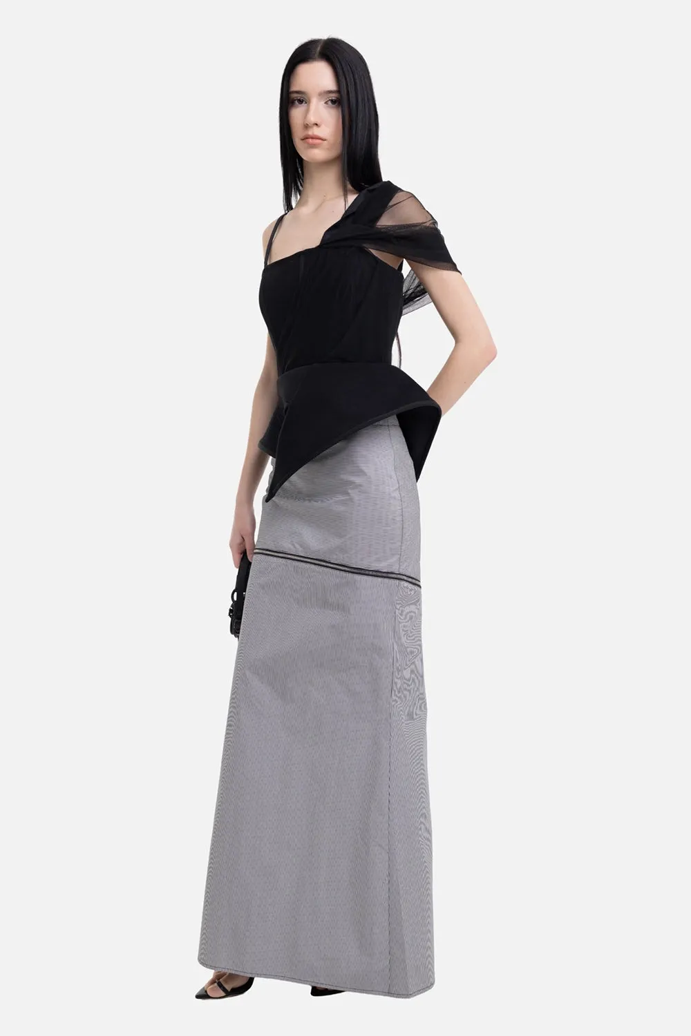 Asymmetric Draped Peplum Corset Top sold by Plus Zero Concept Store
