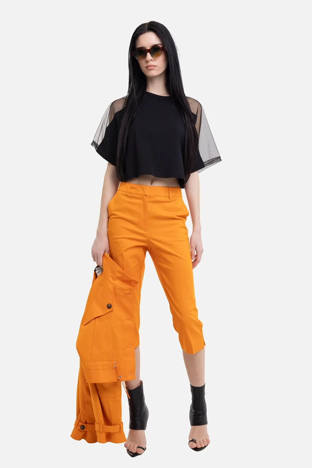 Sheer-Panel Cropped T-Shirt sold by Plus Zero Concept Store product image thumbnail 2