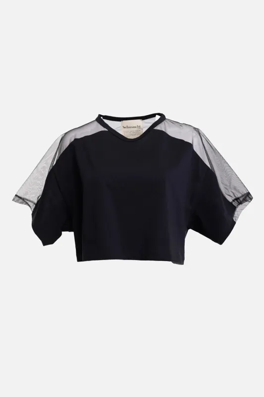 Sheer-Panel Cropped T-Shirt made by Plus Zero Concept Store