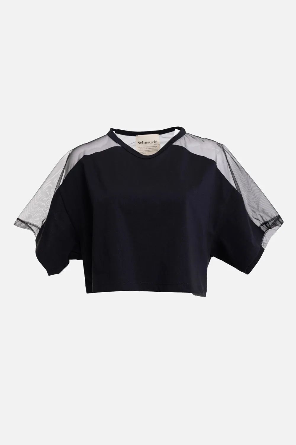 Sheer-Panel Cropped T-Shirt sold by Plus Zero Concept Store