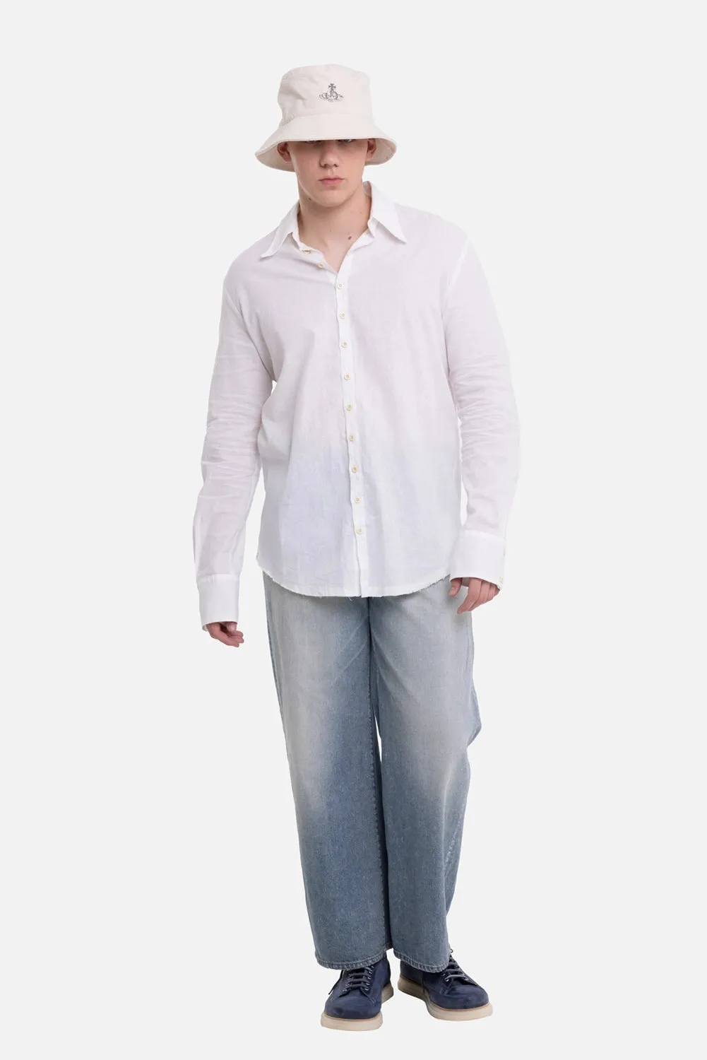 Linen Blend Button-Down Shirt sold by Plus Zero Concept Store product image thumbnail 2