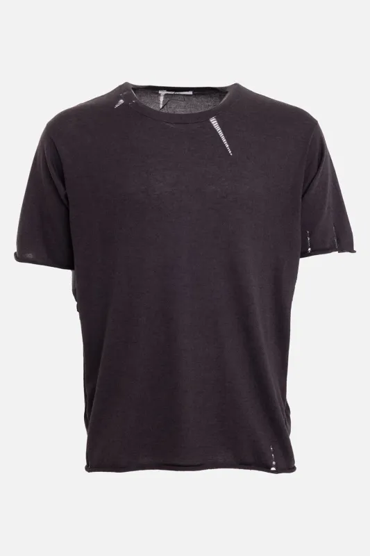 Distressed Silk-Cashmere Knit T-Shirt made by Plus Zero Concept Store
