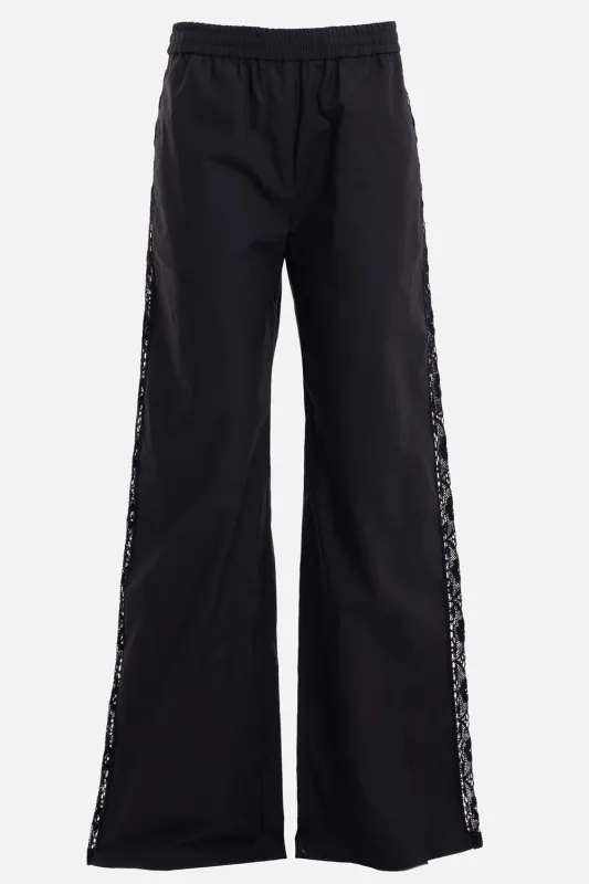 Lace-Panel Cotton Wide-Leg Pants made by MSGM