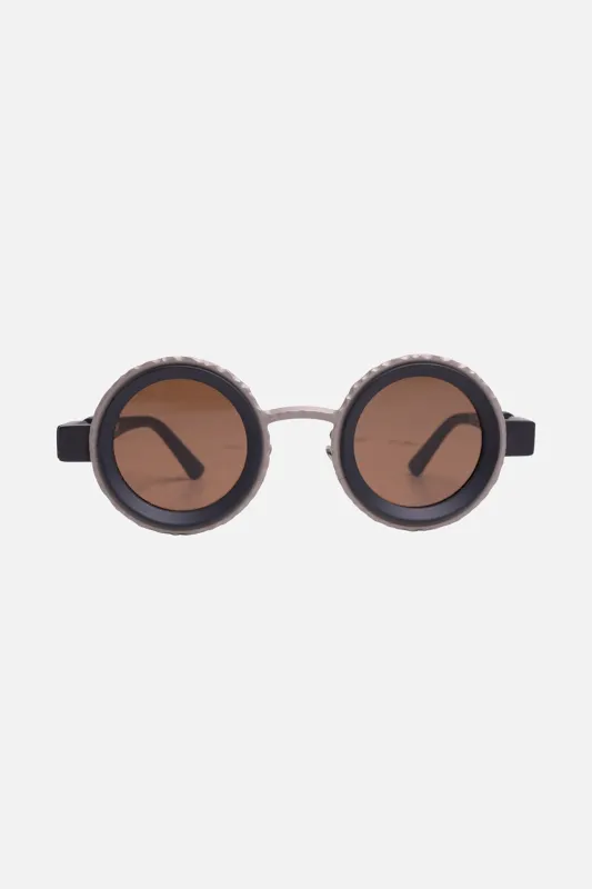 Natural Titanium Round Sunglasses made by Kuboraum