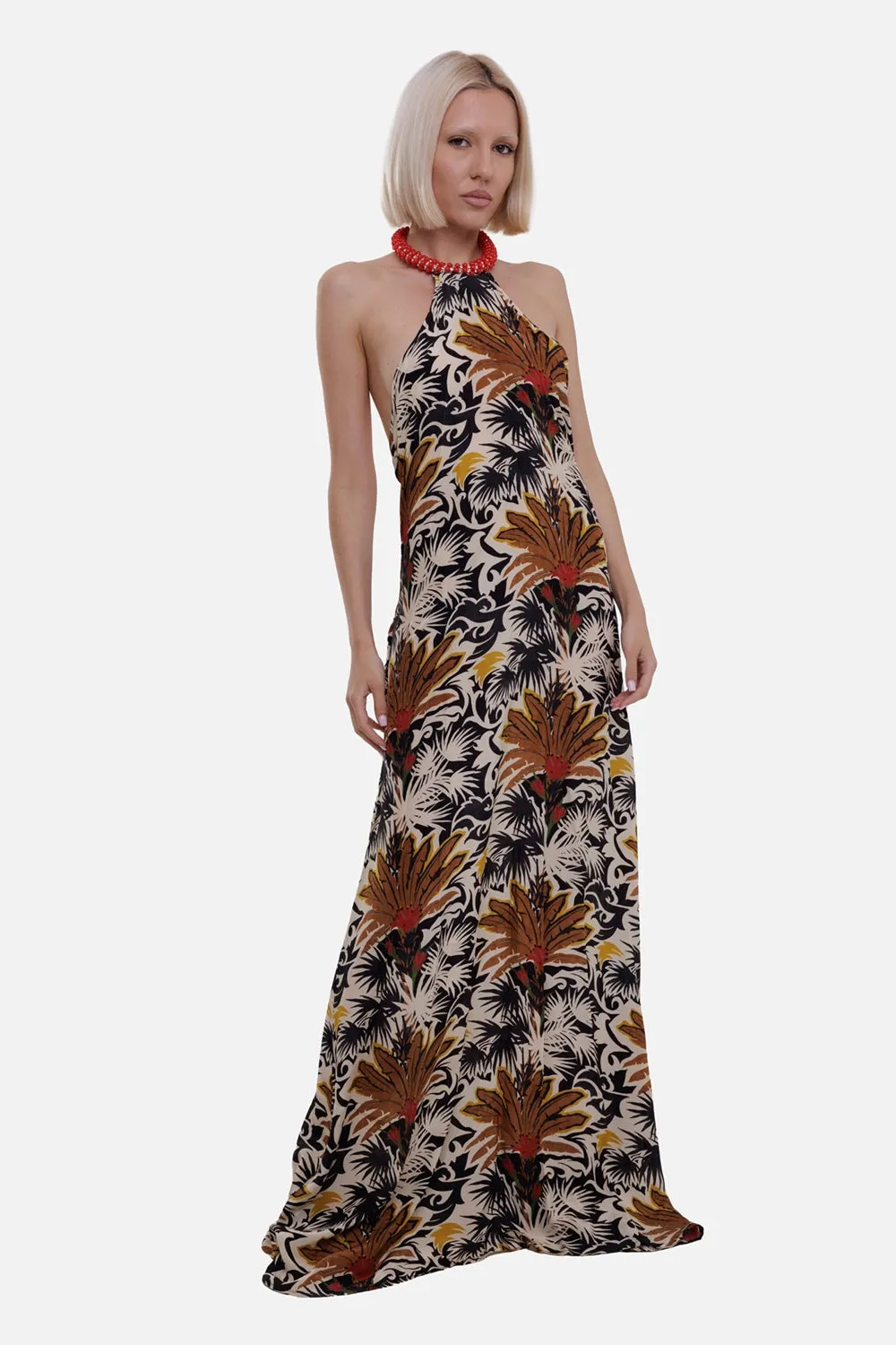 Cecilia Desert Cognac Halterneck Maxi Dress sold by Plus Zero Concept Store product image thumbnail 2