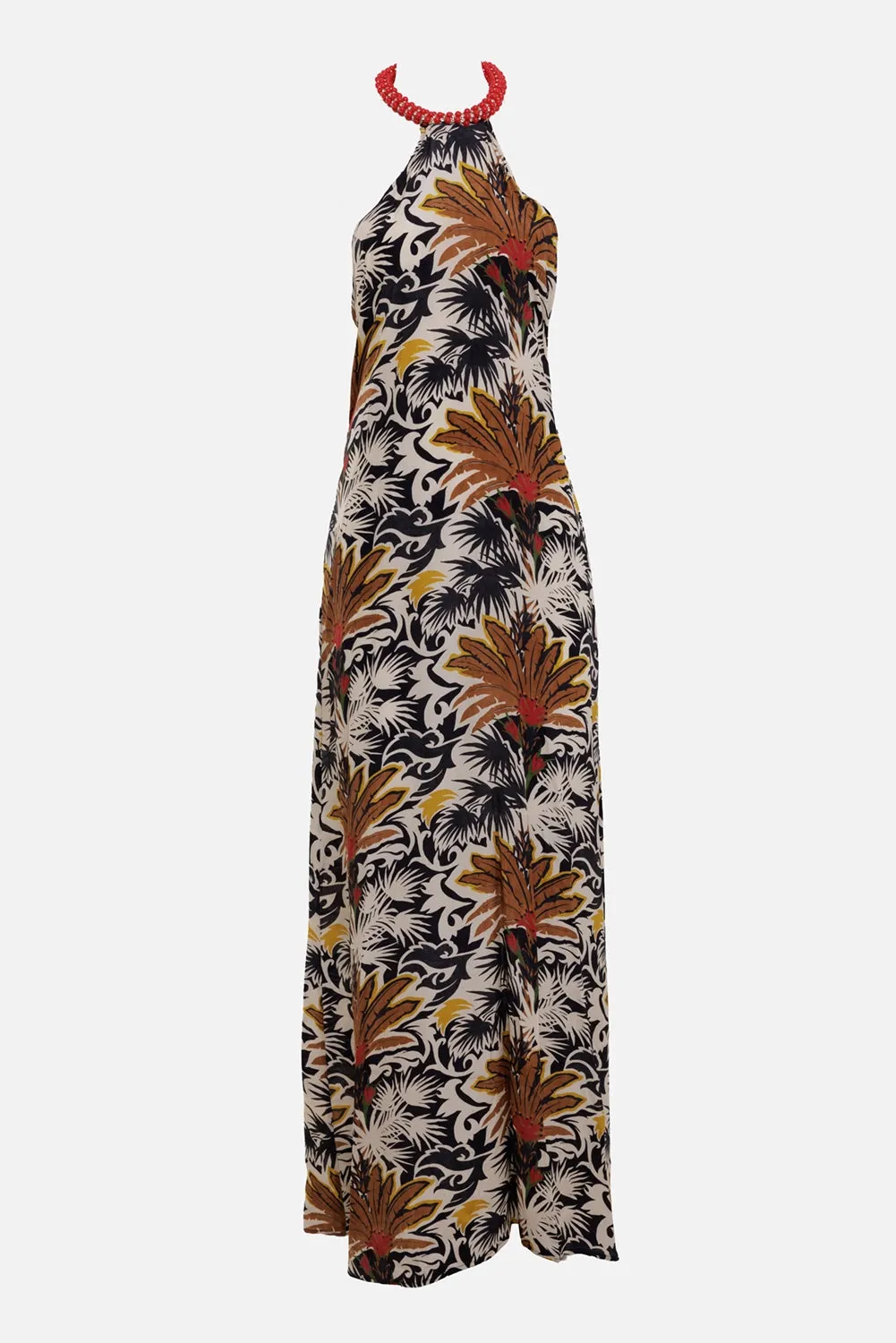 Cecilia Desert Cognac Halterneck Maxi Dress sold by Plus Zero Concept Store