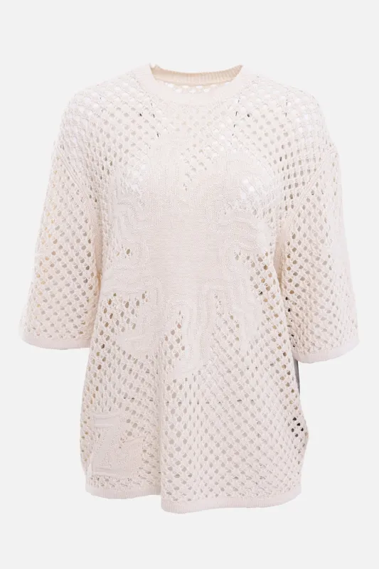 Open-Knit Jacquard Short-Sleeve Sweater made by Zadig & Voltaire