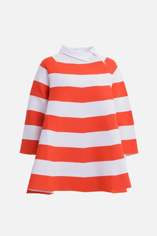 Striped Flared Knit Mini Dress made by A.W.A.K.E. MODE