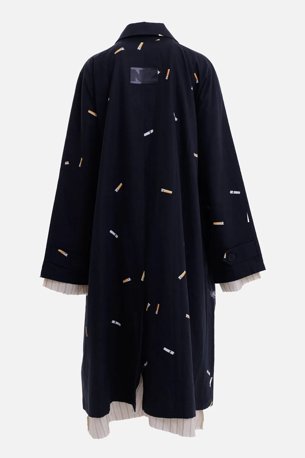 Black Cigarette-Print Long Raincoat sold by Plus Zero Concept Store product image thumbnail 3