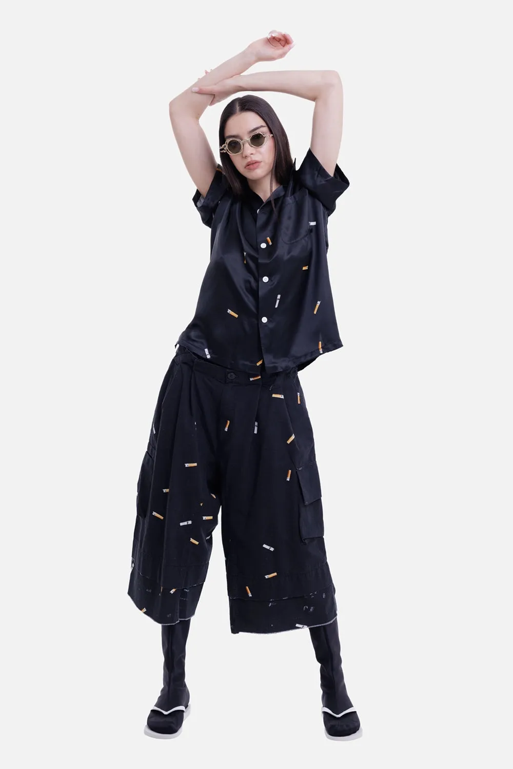 Black Cigarette-Print Cabana Shirt sold by Plus Zero Concept Store product image thumbnail 2