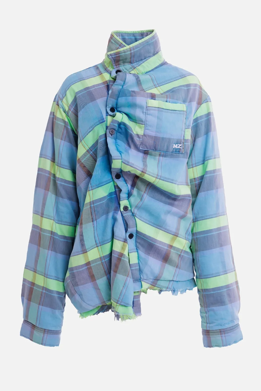 Twisted Padded Checked Shirt Jacket sold by Plus Zero Concept Store